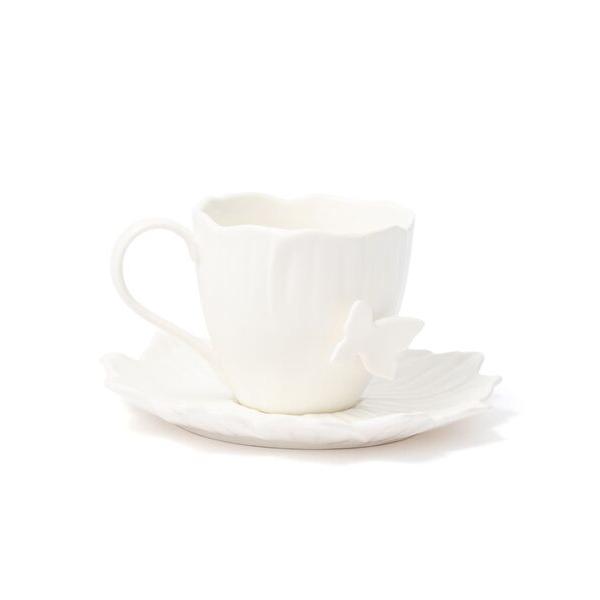 食器 ペタルフリル カップ＆ソーサー ホワイト コーヒーカップ ティーカップ 蝶