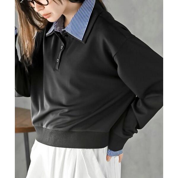 ポロシャツ ポロ 衿レイヤードポンチプルオーバー レディース