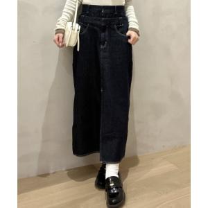 デニムスカート ダブルウエストデニムスカート