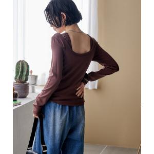 tシャツ 「セットアイテム」コットンモダール タンク レイヤード バックオープン ロンT/マルチウエイロンT レディース