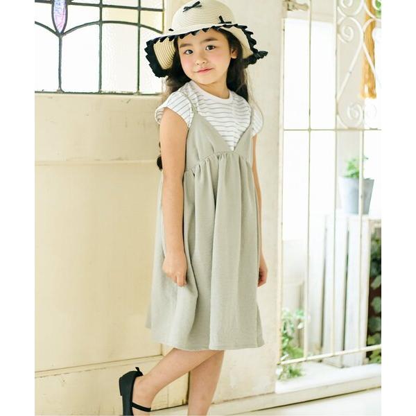 ワンピース フレンチスリーブTシャツ　キャミソールワンピースセット_ジュニア対応 キッズ 子供服 女...