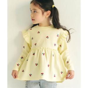 tシャツ 総柄刺繍ペプラムフリルトップス_ジュニア対応 キッズ 子供服 女の子