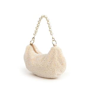 クラッチバッグ パーティーバッグ カシュカシュ cachecache / パール調ビーズワンハンドルバッグ レディース