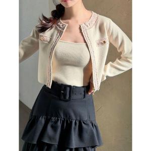 ニット セーター ツイードデザインアンサンブル レディース