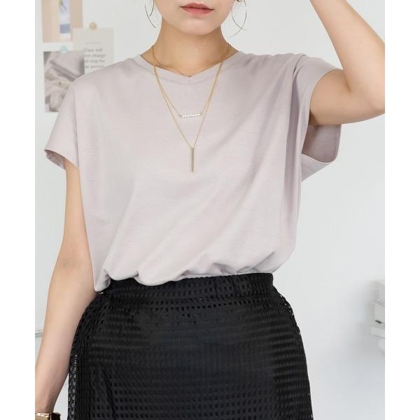 tシャツ M-5L  VネックフレンチTシャツ レディース