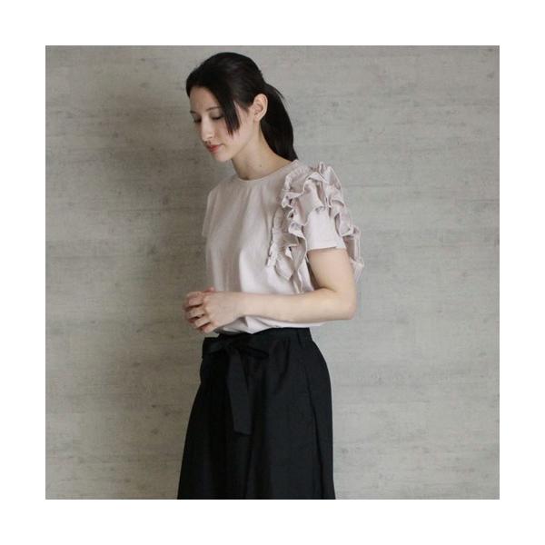 tシャツ M-5L 片袖フリル アシメトリーカットソー 夏服 レディース