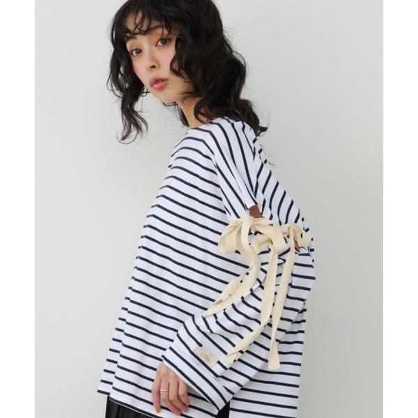 tシャツ リボンデザインボーダーCT レディース