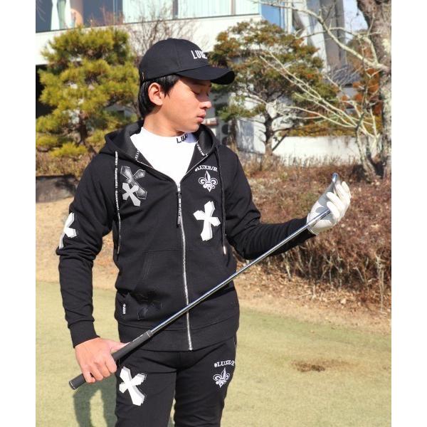 パーカー (RM)「LUXE/R GOLF」ストレッチ ポンチ クロスワッペン 長袖 ジップパーカー...