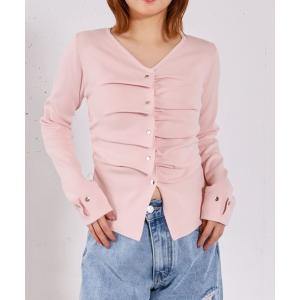 ニット セーター スプリングタックボタンニットプルオーバー レディース