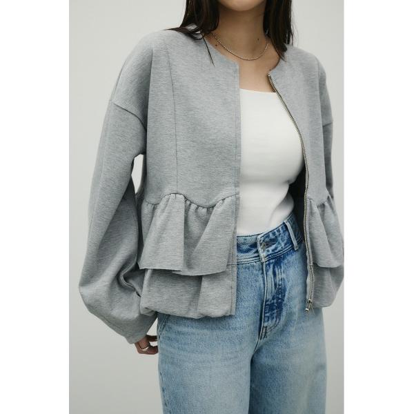 ジャケット ノーカラージャケット ヘムフリルジャケット レディース