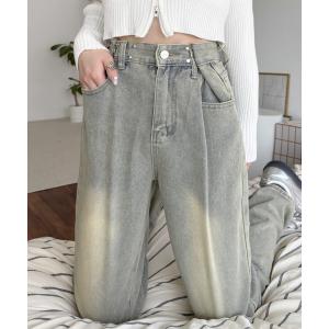 ジーンズ デニム デニムパンツ ウエストホックデニムパンツ レディース