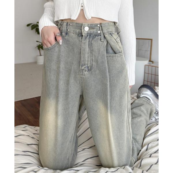 ジーンズ デニム デニムパンツ ウエストホックデニムパンツ レディース