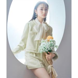 ジャケット ノーカラージャケット 「セットアップ対応」ノーカラーフリンジツイードジャケット レディース