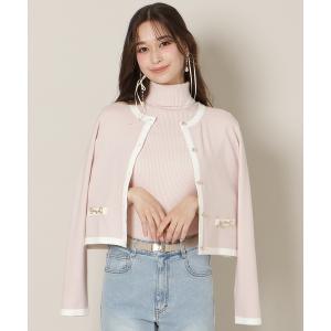 カーディガン バイカラーアンサンブル「ハイネックトップス×カーディガンセット」 レディース