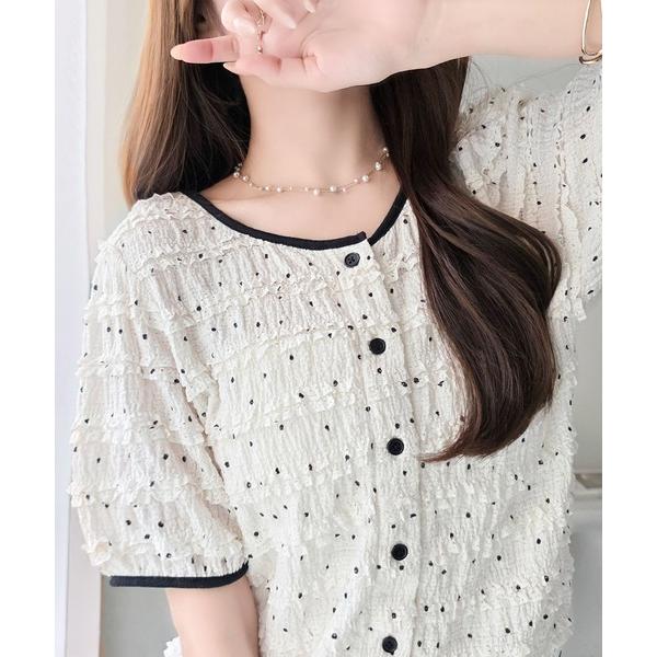 カーディガン 「mily bilet」フレンチシックな装いでドラマチックに彩る。前後2wayフリルド...