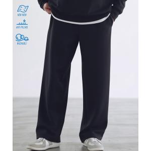 ワイドパンツ スウェットパンツ ジャージ 「セットアップ対応」防シワ・接触冷感・抗ピリング・ウォッシャブル ハイポンチスウェットパンツ メンズ