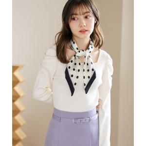 ニット セーター 2026春夏新作 スカーフ付きスクエアニット レディース