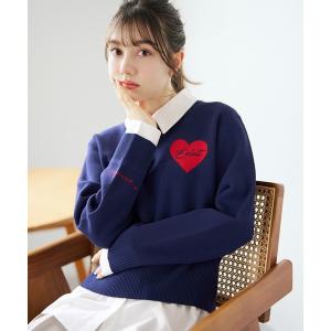 ニット セーター 2026春夏新作 ハートモチーフ襟付きニット レディース