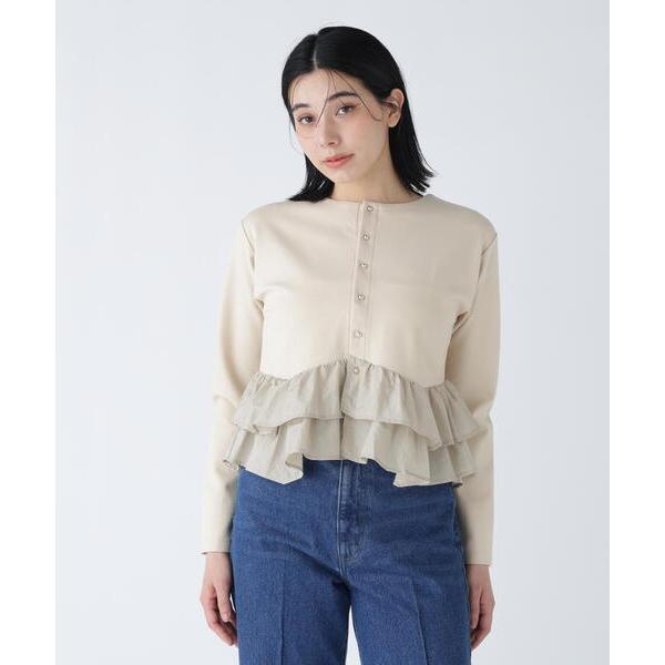 カーディガン 「好きを着て気分が上がる」フリルドッキングカットソーブルゾン レディース
