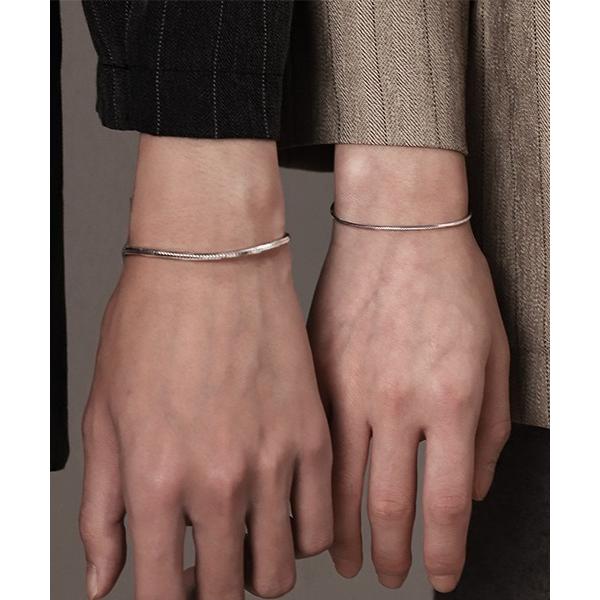 ブレスレット スネークチェーンシルバーブレスレット/ペアルック/カップル/ユニセックス(T3) レデ...