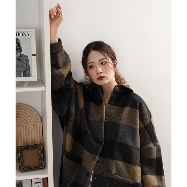 ダウンコート ダウンジャケット マルチチェックミディアム丈コート レディース