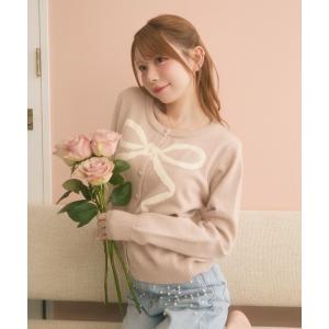 カーディガン リボンニットカーディガン レディース