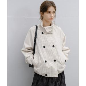 ブルゾン アウター 「tageechita」チェック ダブルブレスト ショートジャケット レディース