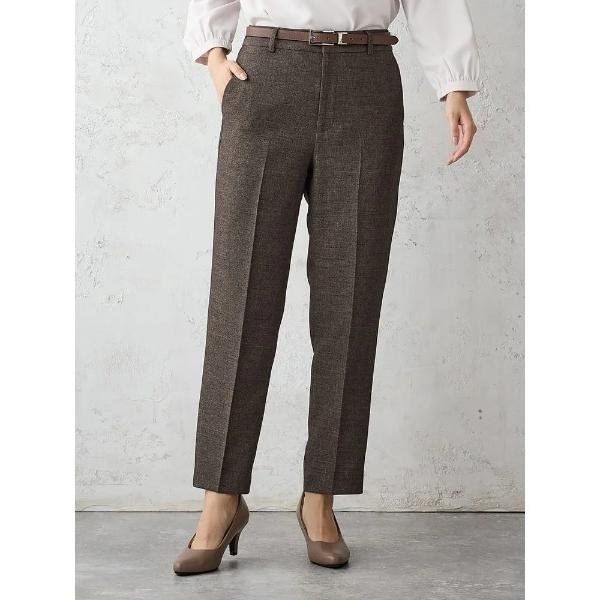 パンツ My wardrobe　シャークスキン　テーパードパンツ　ベージュ/ブラウン レディース