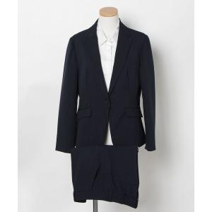 セットアップ レディススーツ上下セット「ジャケット＆パンツ」ネイビー レディース