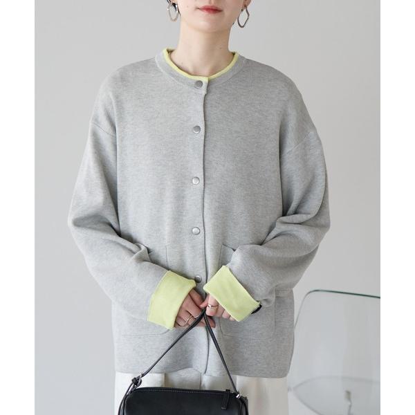 カーディガン バイカラー　ニットカーディガン レディース