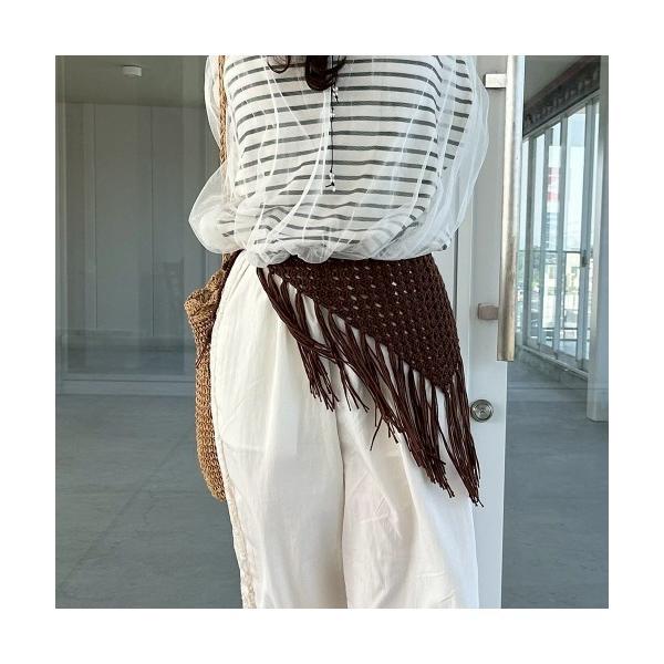 ベルト フリンジ編みベルト レディース