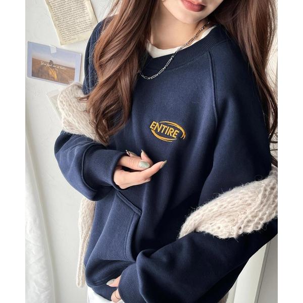 「Java」 スウェットカットソー MEDIUM ネイビー レディース