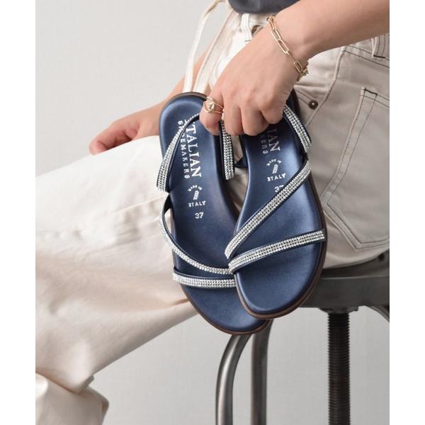 「ITALIAN SHOEMAKERS」 フラットサンダル 38 ネイビー レディース