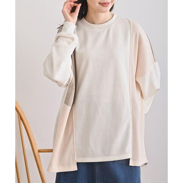 チュニック 裏毛ワッフル切替チュニック
