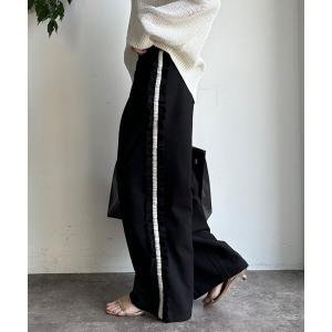パンツ 「WEB限定」カットジョーゼットサイドフリルラインパンツ レディース