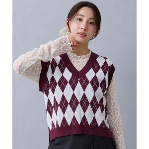 ベスト ジレ アーガイルベスト レディース