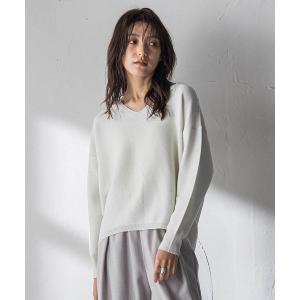 ニット セーター Vネックラメガーターニットプルオーバー「手洗い可能」 レディース