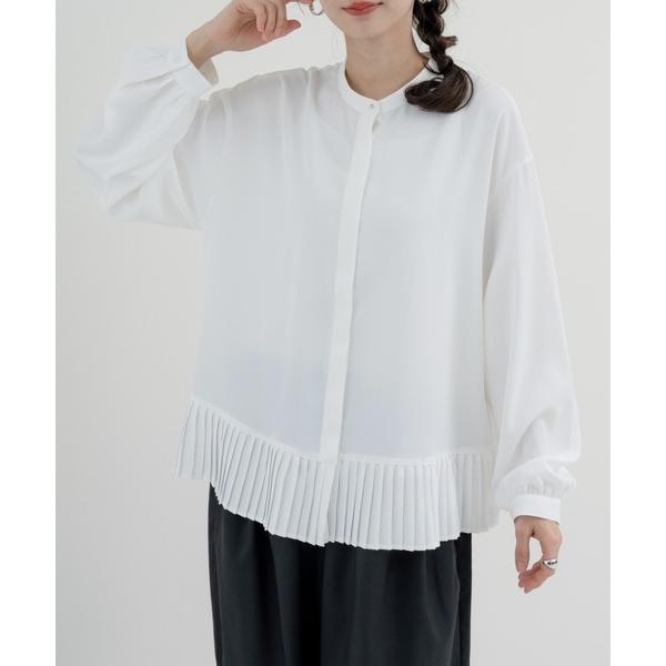 ブラウス シャツ 入学式 卒園式 卒業式 「refinedworks」裾プリーツ が印象的な バンド...