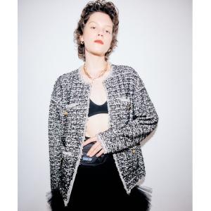 ジャケット ノーカラージャケット NO-COLLAR KNIT BIG JACKET レディース