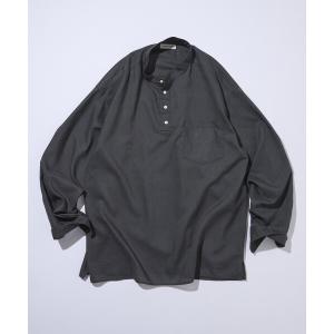シャツ 限定展開 Relax Fit リラックスフィット リネンミックス バンドカラー プルオーバー シャツ メンズ