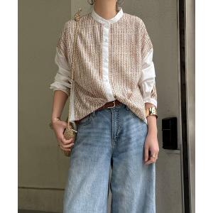 ブラウス シャツ 異素材切り替えシャツ レディース
