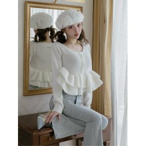 ニット セーター ペプラムビジューニットトップス レディース