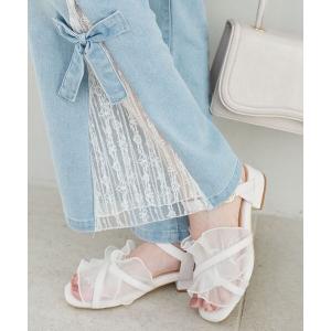 サンダル シアーフリルサンダル レディース