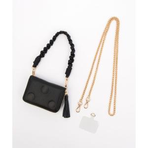 財布 ペルケ perche / ドット型押し・ジャバラチャームウォレットショルダー レディース