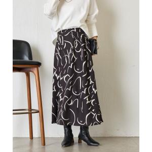 スカート ライン柄フレアスカート