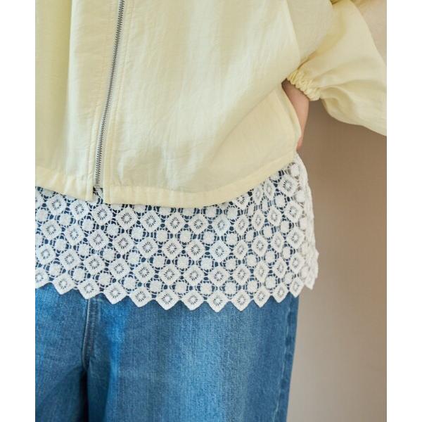 タンクトップ ノースリーブ 裾レース切替 レイヤード風タンクトップ レディース