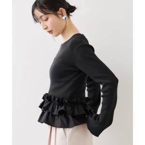 ニット セーター 裾フリルティアードドッキングニット レディース