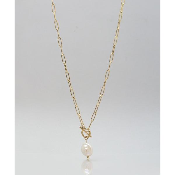 ネックレス 金属アレルギー対応「ieLS」ステンレス　ホワイトパール マンテルネックレス レディース