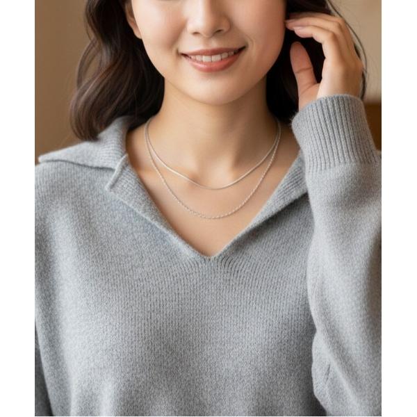 ネックレス 「M2SUQARED/エムツースクエア」レイヤード華奢チェーンネックレス/ダブルチェーン...