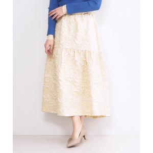 スカート ふくれジャカードティアードスカート「洗濯機OK」